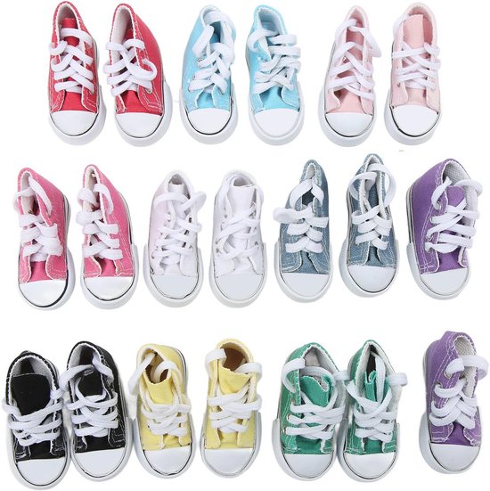 10 Paar Canvas Schoenen voor 1/3 Pop (7.5 cm) - Assortiment Kleuren - Antislip Sneakers van Merkloos