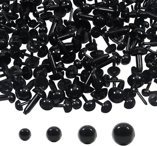 1000 Stuks Amigurumi Poppenogen Set - Kunststof Ogen in Zwart - Ronde Ogen voor Poppen 3mm 4mm 5mm 6mm - Poppen Maken - Kunsthandwerk Materialen