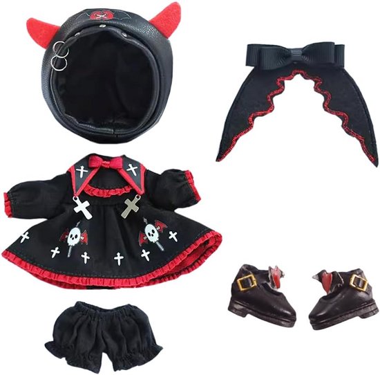 1/12 BJD Pop Kleding Set Donkere Duivel Outfit voor 11cm Poppen van Merkloos