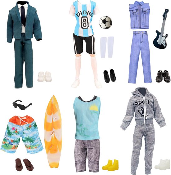 16-delige speelgoedset: kleding, schoenen en accessoires voor 30 cm pop