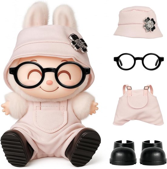 17 cm Pop Kleding Set met Hoed en Overall - Roze Outfit voor Poppen van Merkloos