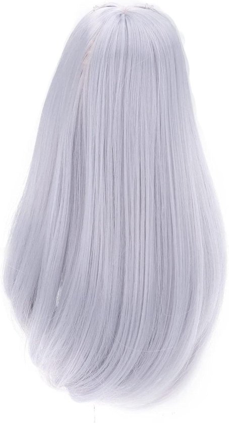 21-24 cm Lang Krullend Dekhaar voor Poppen met Pony - Donkerblauw - Poppendecoratie DIY - Hoge Temperatuur Zijde
