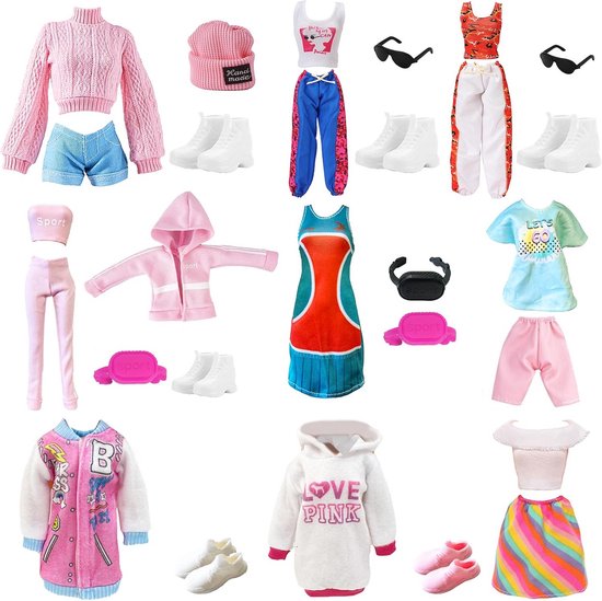 24 Delige Set Pop Kleding en Accessoires voor Meisjespoppen van 11,5 inch van Merkloos