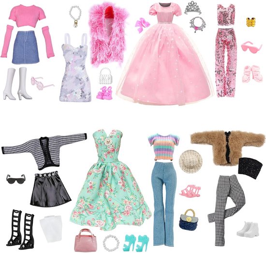 28 Delige Set Poppenkleding en Accessoires voor 11,5 Inch Figuren van Merkloos