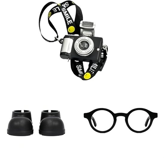 3-delige Mode Accessoireset voor 17cm Poppen: Mini Bril, Camera en Schoenen van Merkloos