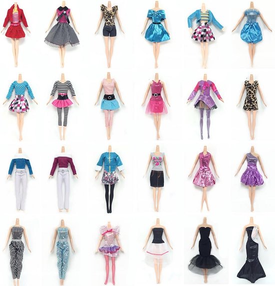 30 Delige Poppenkleding Set: 10 Jurken, 10 Schoenen en 10 Tassen voor 29 cm Poppen van Merkloos