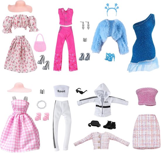 31 Delige Set Poppenkleding en Accessoires: Jurken, Schoenen en Meer voor Pop van 30 cm van Merkloos