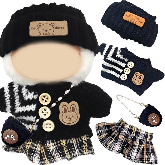 4-delige Poppenset Kleding en Accessoires voor 17 cm Pluche Poppen van Merkloos