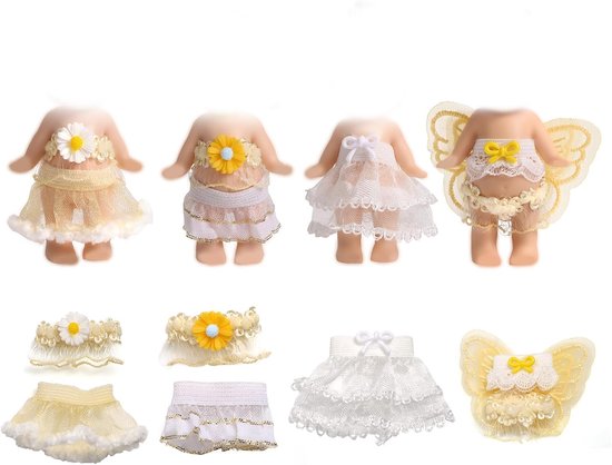 4 Sets Poppenkleding 7.5cm Setjes met Tops en Rokken voor Display van Merkloos