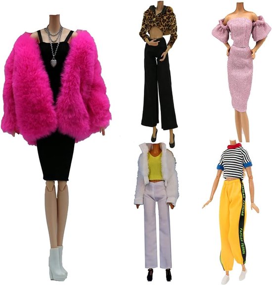 5 Sets Poppenkleding Accessoires: Jurken, Broeken, Schoenen, Hoeden & Windjacks voor 29 cm Poppen