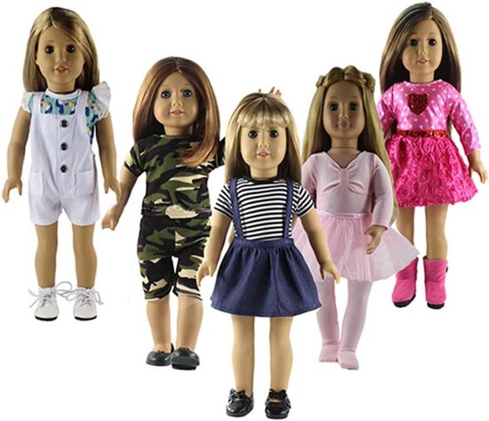 5x Set Poppenkleding Jurken voor 16-18 Inch Amerikaanse Meisjespoppen (35-46cm) van Merkloos