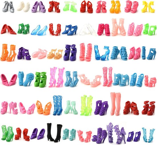 60 Paar Poppen Schoenen & Laarzen - Diverse Stijlen voor 11,5 inch Poppen - Popaccessoires Set van Merkloos