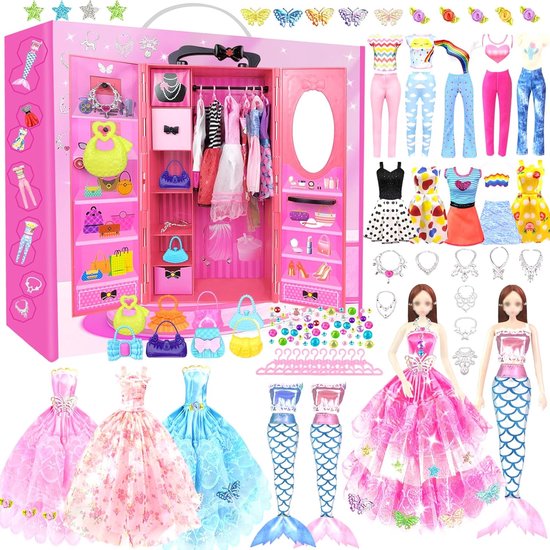 76-delige Set Poppenkleding en Accessoires met Kleerhanger voor 11,5 Inch Pop