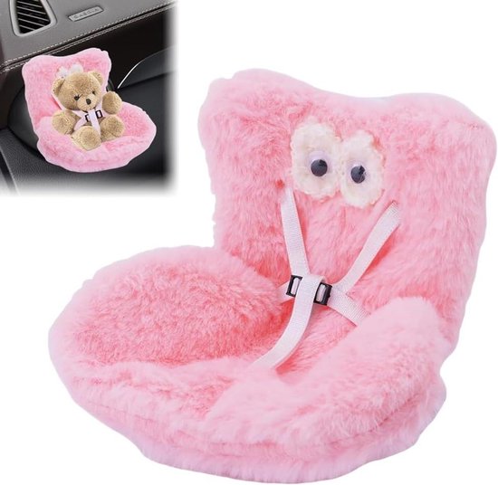 Autostoel voor poppen 10-17 cm roze, pluche zitje met ventilatieclip, zachte veiligheidsstoel met mooi design. van Jonotoys