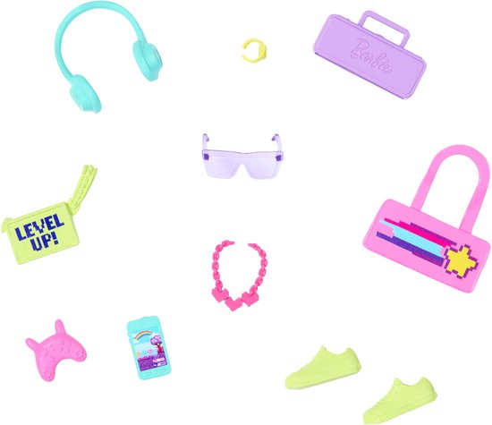 Barbie Accessoires Set met Schoenen, Handtas, Koptelefoon en meer van Merkloos