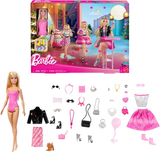 Barbie Advent Calendar Doll and Accessories, Modepop, Vrouw, 3 jaar, Meisjes, 320 mm, 125 g van Barbie