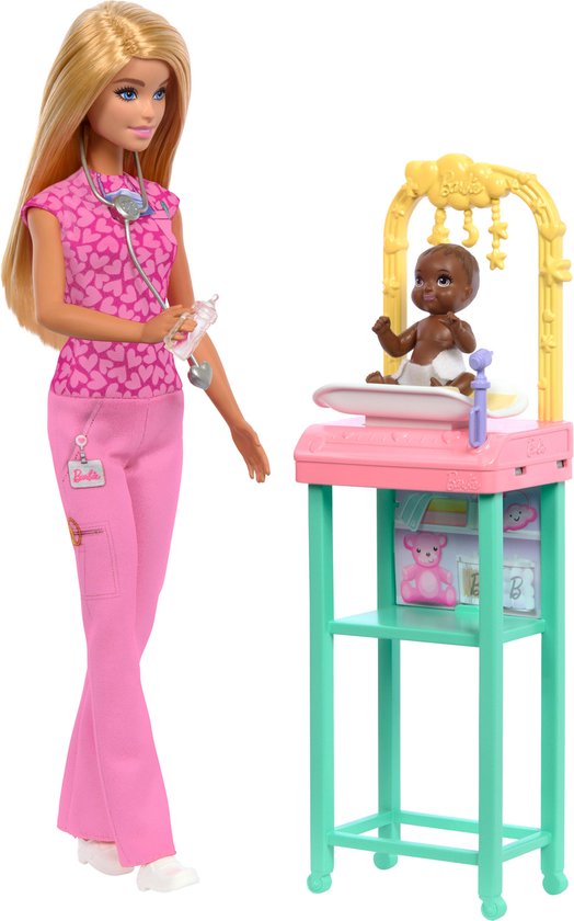 Barbie Babydokterspop - Babydokterset met barbiepop van Mattel
