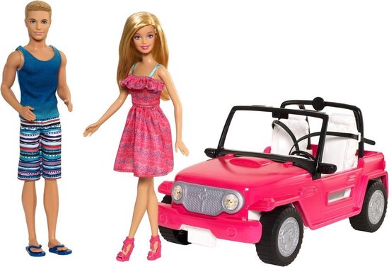 Barbie Beach Cruiser Auto met Ken & Barbie - Barbiepop van Barbie