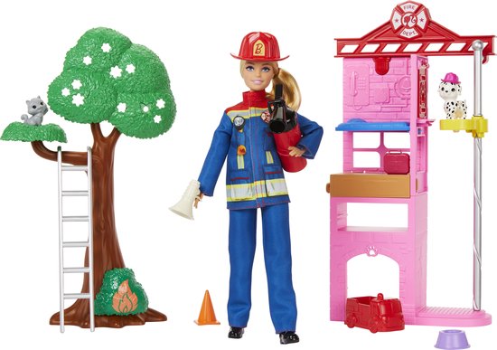 Barbie Brandweervrouw Speelset - Barbiepop van Barbie