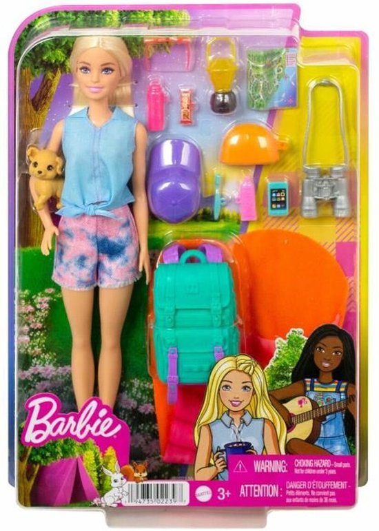 Barbie Camping - Kamperen met Malibu en Brooklyn met accessoires - Pop