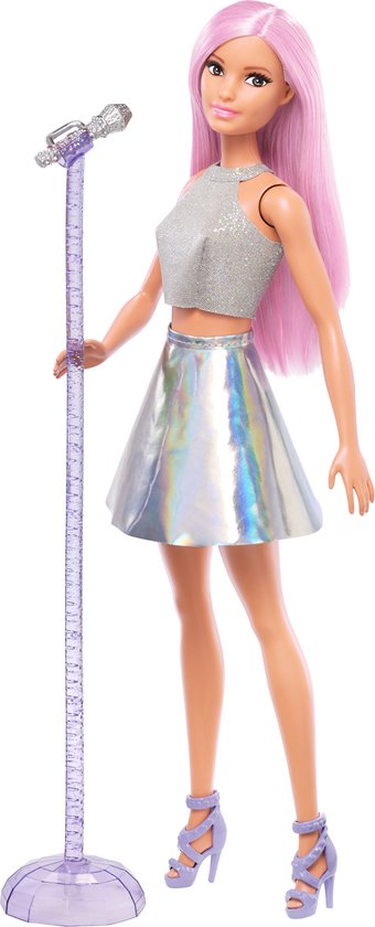 Barbie Careers Popster - pop met roze haar inclusief microfoon