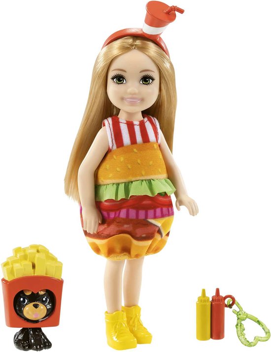 Barbie Club Chelsea - Meisje met Hamburger Jurkje - 15 cm - Minipop van Barbie