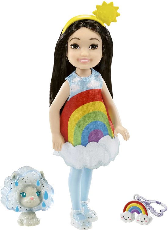 Barbie Club Chelsea - Meisje met Regenboog Jurkje - 15 cm - Minipop van Merkloos