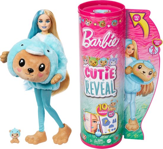 Barbie Cutie Reveal Pop - Barbiepop - Teddybeer Dolfijn van Barbie
