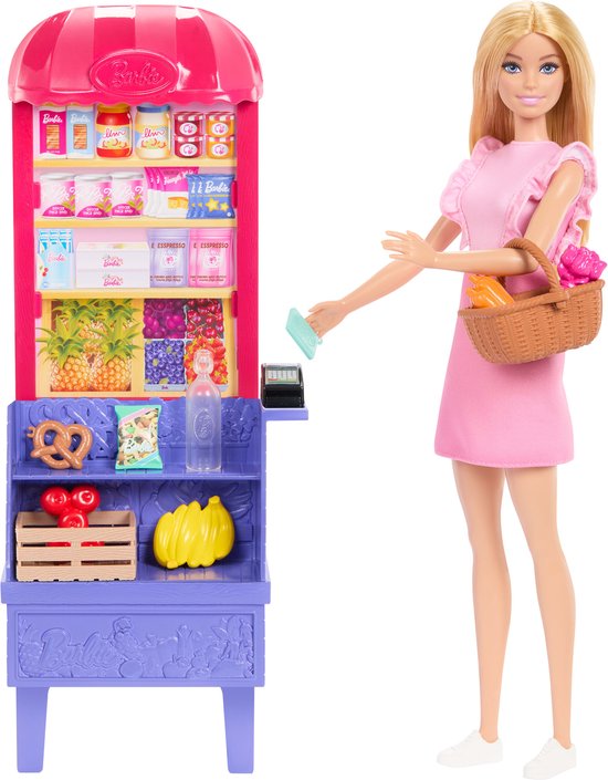 Barbie en Teresa Recept voor Vriendschap Kruidenierskraam - Barbiepop en Speelset van Mattel