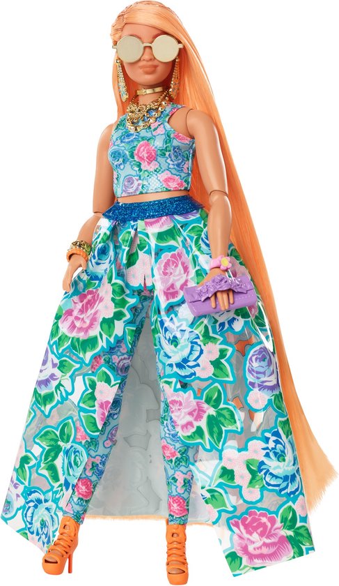 Barbie Extra Fancy Barbiepop - Blond - Gebloemde set - Barbiepop van Merkloos