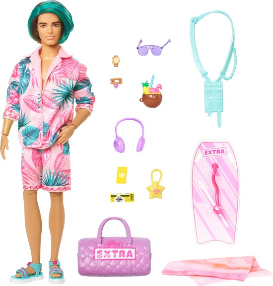 Barbie Extra Fly - Strand - Met accessories - Ken pop - Barbie pop van Merkloos