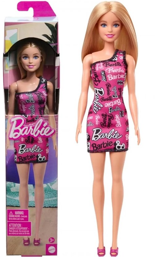 Barbie Fashion Pop 32 cm - Roze Jurk met Barbie Logo