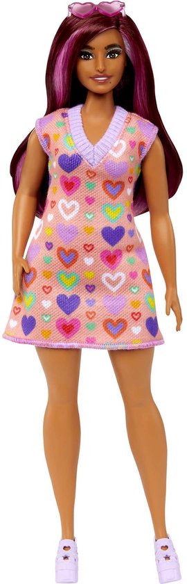 Barbie Fashionistas - Roze jurk met hartjes - Barbiepop van Barbie