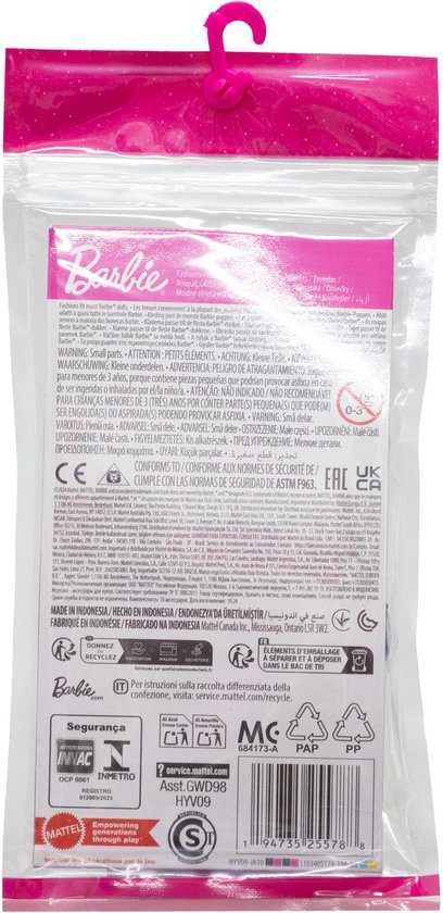 Barbie Fashions, 3 jaar, 177,8 mm, 90 g, Meerkleurig van Barbie