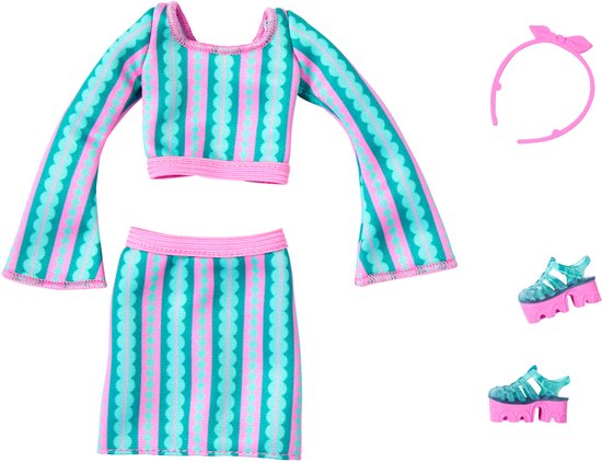 Barbie Kleding Outfit + Accessoires - Groen Rok Pak, Groene Schoenen en Haarband van Barbie