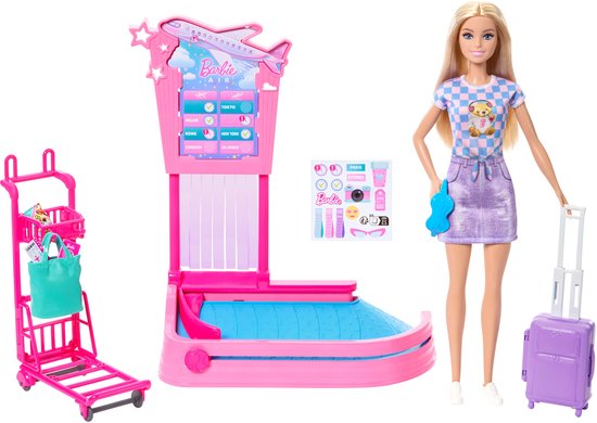 Barbie 'Malibu' Reispop - Speelset met Bagageband en Accessoires van Barbie