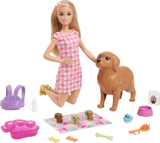 Barbie met Hond en Puppy's - Barbiepop van Barbie