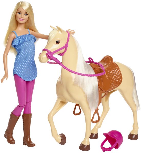 Barbie Paardrijset – Modepop met Zadel en Hoofdstel en Helm - 30 cm
