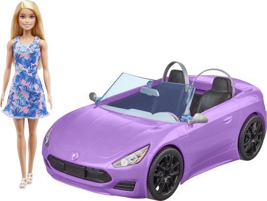 Barbie Pop met Paarse Cabrio - Modepop