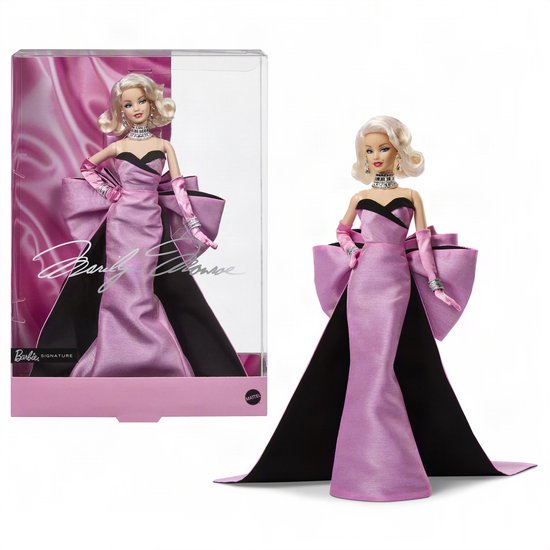 Barbie Signature Marilyn Monroe verzamelpop - Gekleed in de iconische roze jurk uit de film en met ‘Diamonds’-sieraden