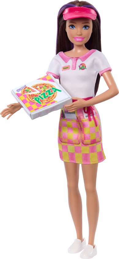Barbie Skippe Pizzaserveerster - Met Pizza en Meeneemdoos - Barbiepop van Barbie