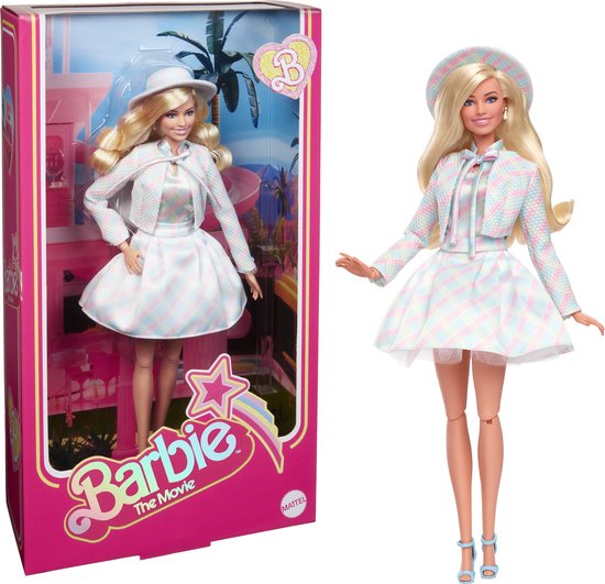 Barbie The movie pop - Margot Robbie - Blauwe ruitjes - Barbie film pop van Merkloos