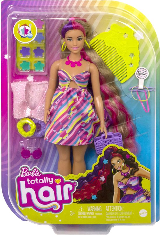 Barbie Totally Hair Doll - Paars, roze - Barbiepop van Barbie