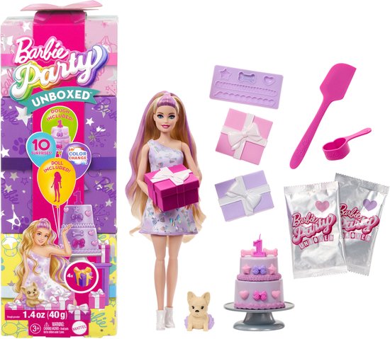Barbie Uitpakparty Dierenverjaardag - Barbiepop met paarse highlights van Barbie
