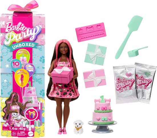 Barbie Uitpakparty Dierenverjaardag - Barbiepop met roze highlights van Barbie