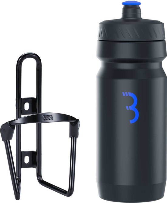 BBB Cycling FuelTank - Aluminium Bidonhouder met Bidon - 550 ml - Zwart / Blauw - Racefiets & Mountainbike - Drinkbushouder Fiets - BBC-03C van BBB Cycling