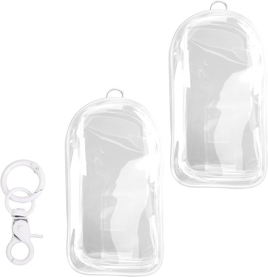 Beschermhoes voor Poppen - Waterdichte PVC-Tas - Set van 2 - Doorzichtige Figuren - Pompons - Sleutelhanger - Displaydoos - 19,5 x 10,5 cm