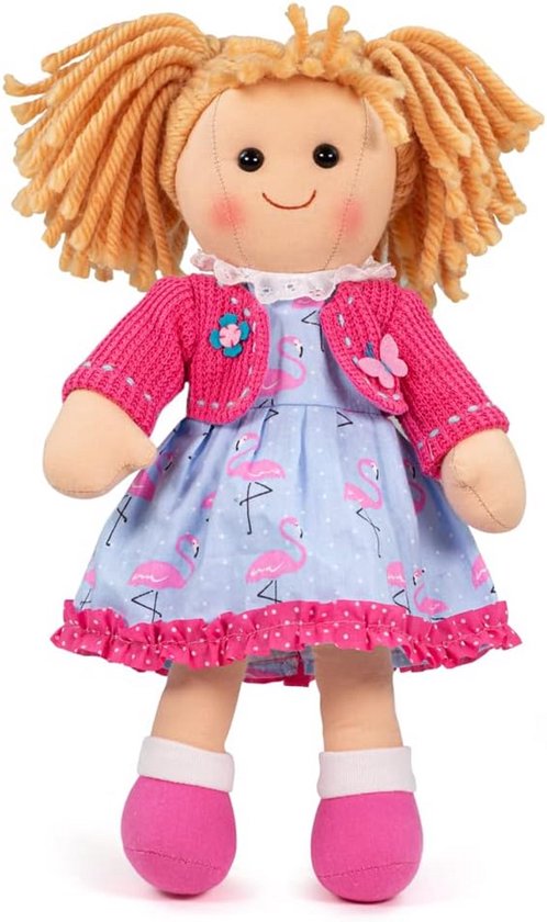 Bigjigs Toys Maggie - Zachte pop van 30 cm in kleurrijke outfit van Merkloos