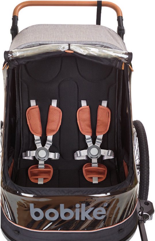 Bobike 2-in-1 fietskar en wandelwagen - zwart/bruin van Bobike