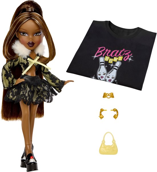 Bratz Stylin’ Birthdayz-modepop Sasha met aanpasbaar T-shirt voor jou en accessoires